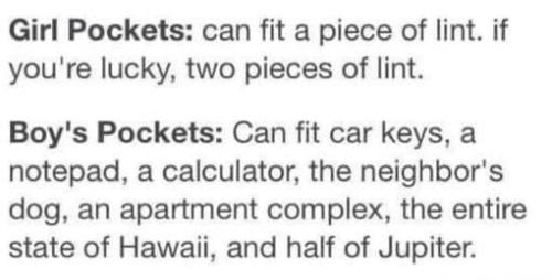 pockets for boys and girls