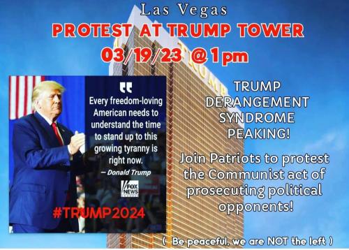 Las Vegas, Nevada - March 19, 2023 - Protest at Trump Tower