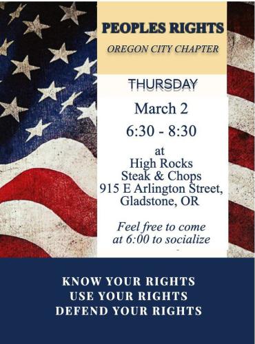 Gladstone, Oregon - March 2, 2023 - People's Rights Chapter Meeting
