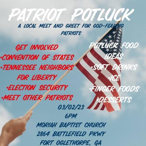 Fort Oglethorpe, Georgia - March 2, 2023 - Patriot Potluck