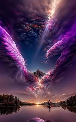 Feather Clouds over lake