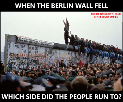 When the Berlin wall fell which side did the people run to