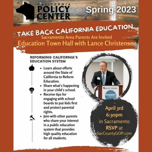 Sacramento, California - March 31, 2023 -Take Back California Education