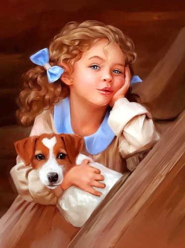 ! Blonde girl with dog