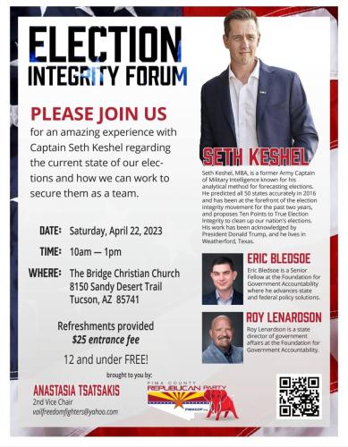 Tucson, Arizona - April 22, 2023 - Election Integrity Forum
