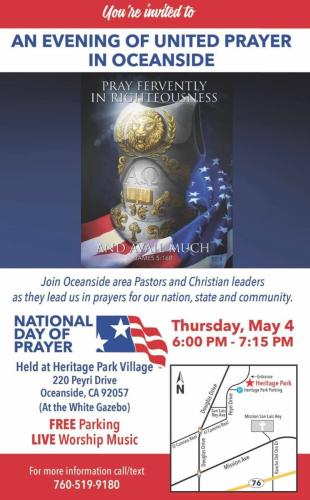 Oceanside, California - May 4, 2023 - National Day of Prayer