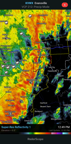 KVWX - Super-Res Reflectivity 1, 12_49 PM