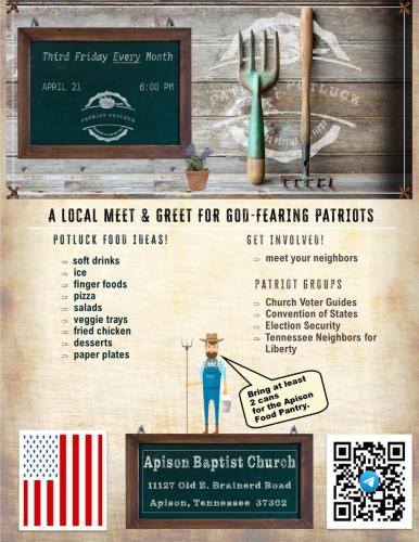 Apison, Tennessee - April 21, 2023 - Meet and Greet for God Fearing Patriots
