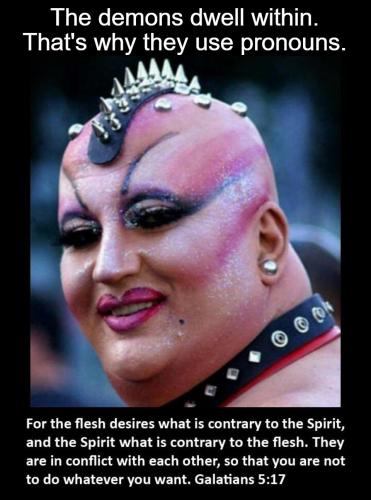 The demons dwell within thats why they use pronouns