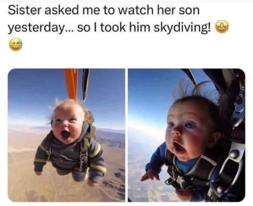 sky diving baby