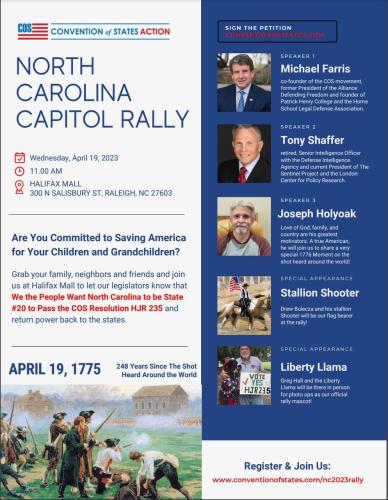 Raleigh, North Carolina - April 19, 2023 - North Carolina Capital Rally