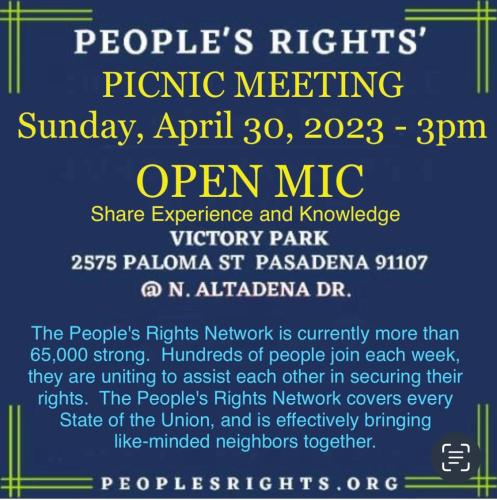 Pasadena, California - April 30, 2023 - People's Right Picnic Meeting - Open Mic