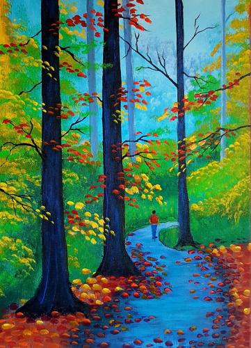 ! Man walking in the woods