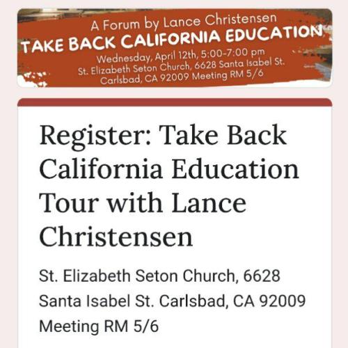 Carlsbad, California - April 12, 2023 - Take Back California Education Forum