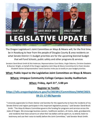 Douglas County, Oregon - April 21, 2023 - Legislative Update
