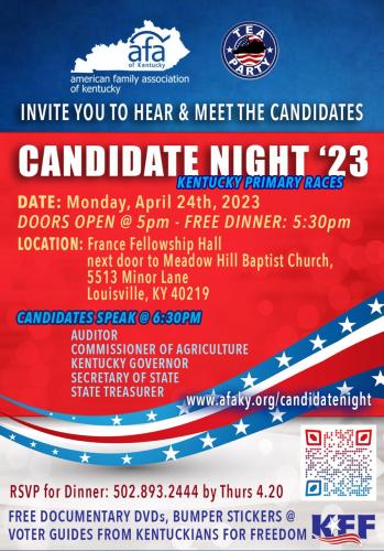 Louisville, Kentucky - April 24, 2023 - Kentucky Primary Candidate Race Candidate Night
