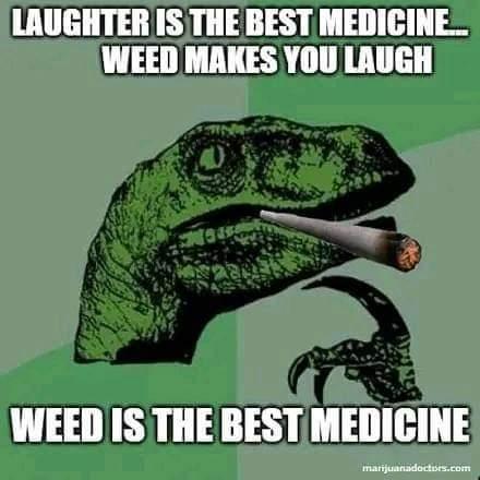 Laughter is the best medicine. Weed makes you laugh. Weed is the best medicine.