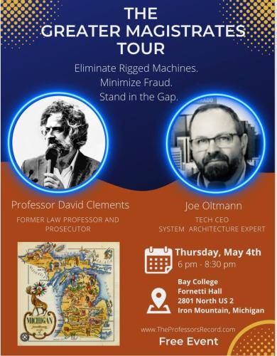 Iron Mountain, Michigan - May 4, 2023 - Professor David Clements and the Greater Magistrates Tour