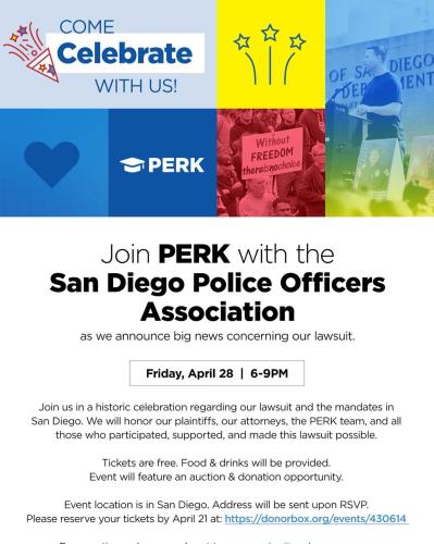 San Diego, California - April 28, 2023 - PERK  and California Police Association Lawsuit Update