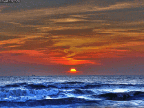Rolling waves sunset