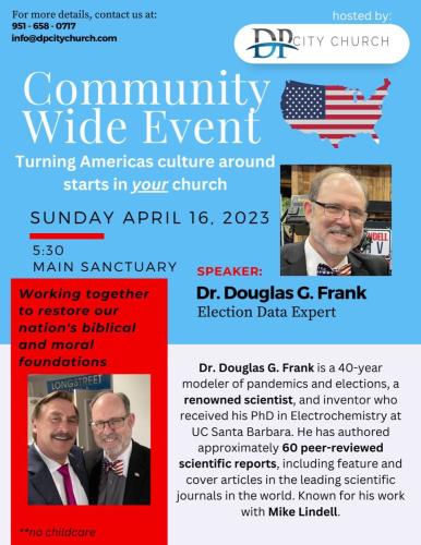 Hemet, California - April 16, 2023 - Dr. Douglas Frank, Election Data Expert