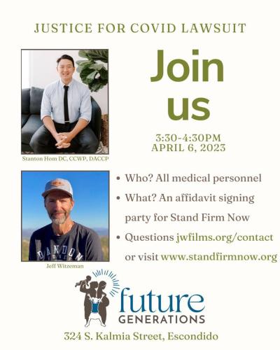 Escondido, California - April 6, 2023 - Justice for Covid Lawsuit