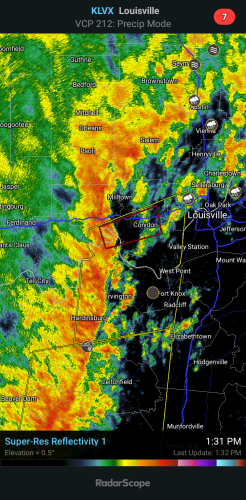 KLVX - Super-Res Reflectivity 1, 1_31 PM
