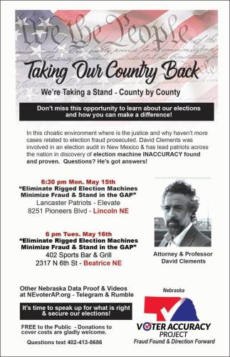 Lincoln, Nebraska - May 15, 2023 - Voter Accuracy Project - Taking Our Country Back