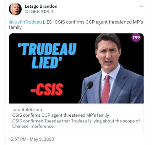 Justin Trudeau LIED Letsgo Brandon tweet