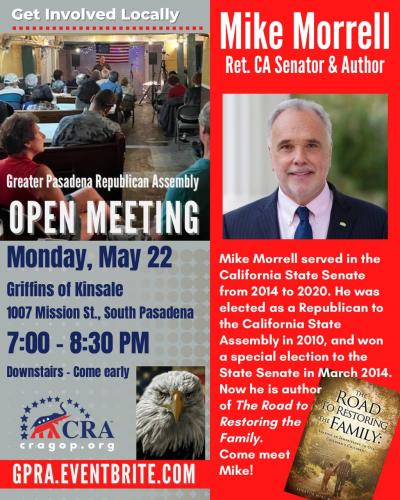 South Pasadena, California - May 22, 2023 - Mike Morrell Retired CA Senator and Author