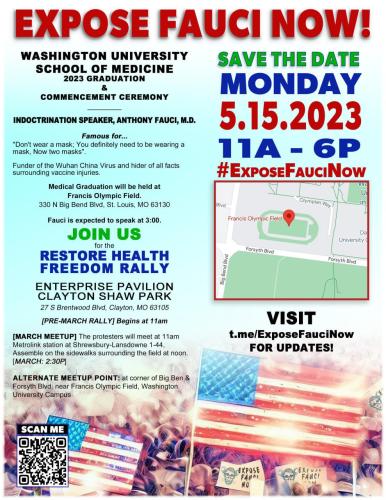 Clayton, Missouri - May 15, 2023 - Expose Fauci Now at Washington University School of Medicine