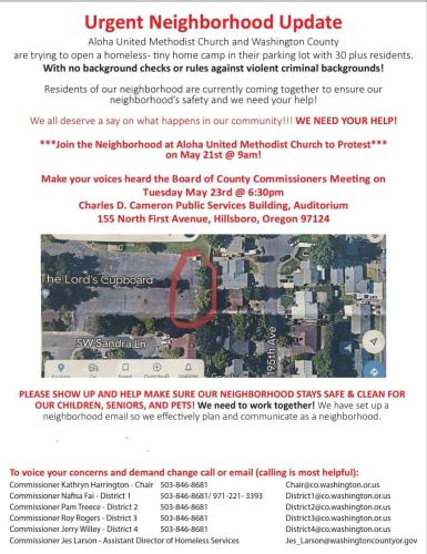 Washington County, Oregon - May 21 & May 23, 2023 - Urgent Neighborhood Update