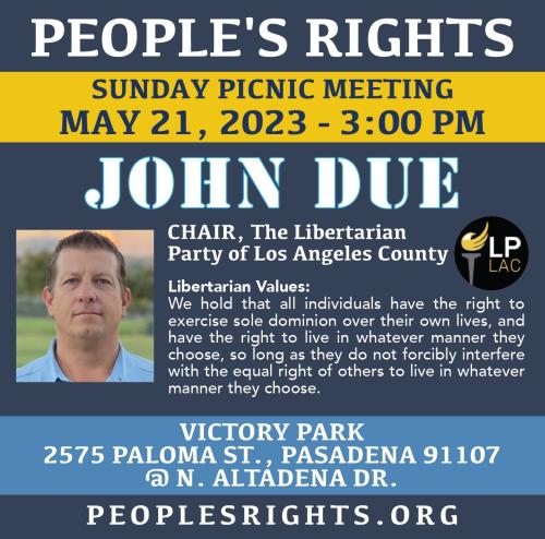 Pasadena, California - May 21, 2023 - People's Rights Picnic Meeting
