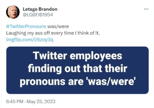 Letsgo Brandon twitter employees pronouns tweet