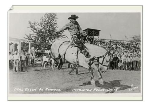 Carl Olson on Rimrock at Pendleton 1948