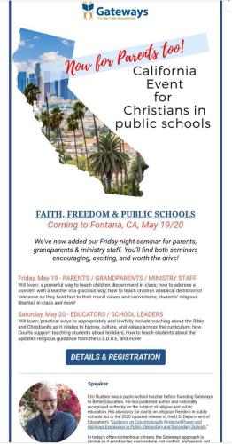Fontana, California - May 19 & 20, 2023 - Faith, Freedom and Public Schools