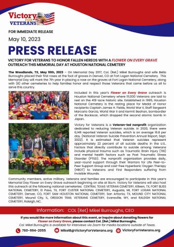 Victory for Veterans FOEG Press Release - May 2023