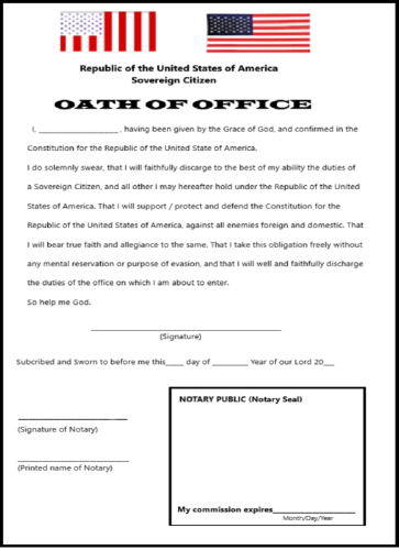 Soverein Citizen Oath of Office