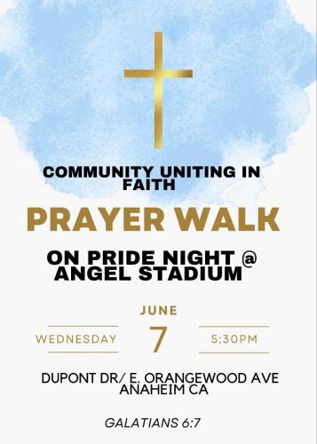 Anaheim, California - June 7, 2023 - Prayer Walk on Pride Night Angel Stadium