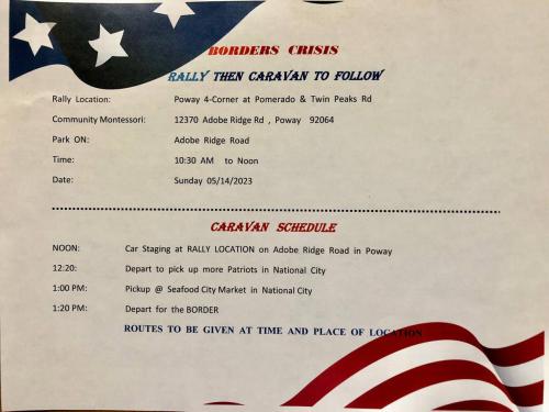 Poway California - May 14, 2023 - Border Crisis - Rally and Caravan