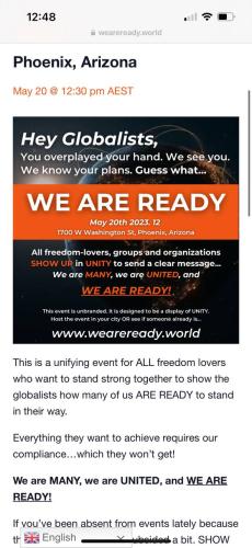 Phoenix, Arizona - May 20, 2023 - Rally Against Globalists