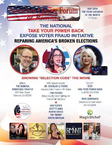 Ramona, California - May 20, 2023 - Reparing America's Broken Elections