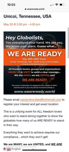 Unicol, Tennessee - May 20, 2023 - Anti-Globalism Rally