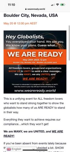 Boulder City, Nevada - May 20, 2023 - Anti Globalist Rally