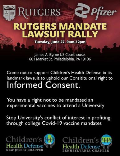 Philadelphia, Pennsylvania - June 27, 2023 - Rutgers Mandate Lawsuit Rally