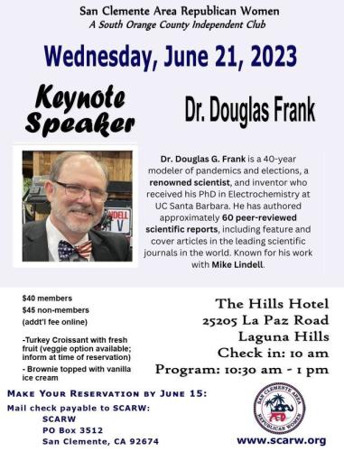 Laguna Hills, California - June 21, 2023 - Dr, Douglas Frank - Election Integrity Expert