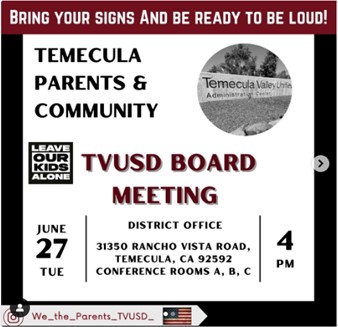 Temecula, California - June 27, 2023 - School Board Meeting