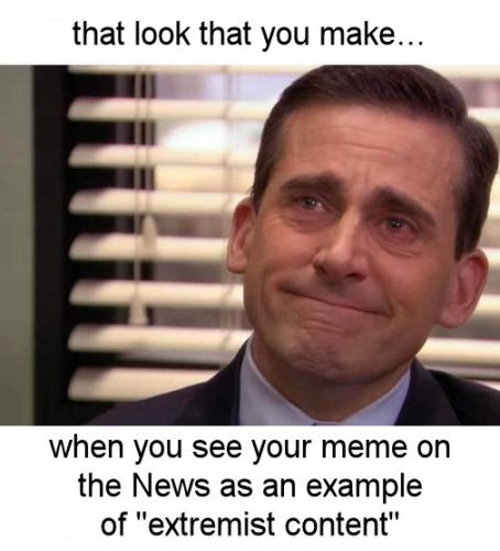 when you see your meme on the News as an example of extremist content
