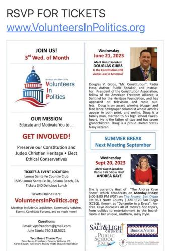Solano Beach, California - June 21, 2023 - Volunteers in Politics