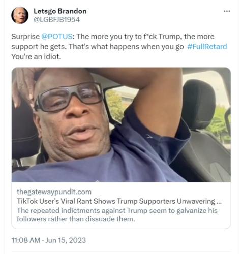 Letsgo Brandon You're an idiot Joe tweet